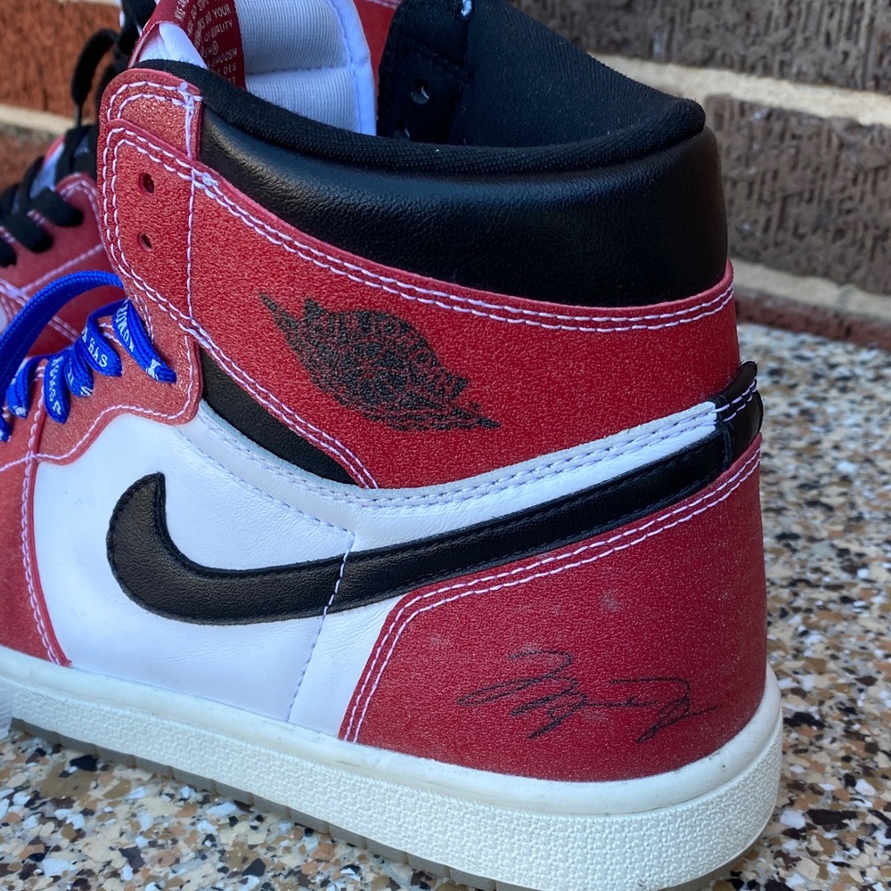 Jordan Air High Top Sneakers in Red/White/Black - Picture 3 of 7